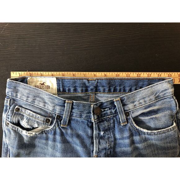Hollister Skinny Jean Size 30x32 Destroyed Light Wash 100% Cotton - Picture 9 of 12